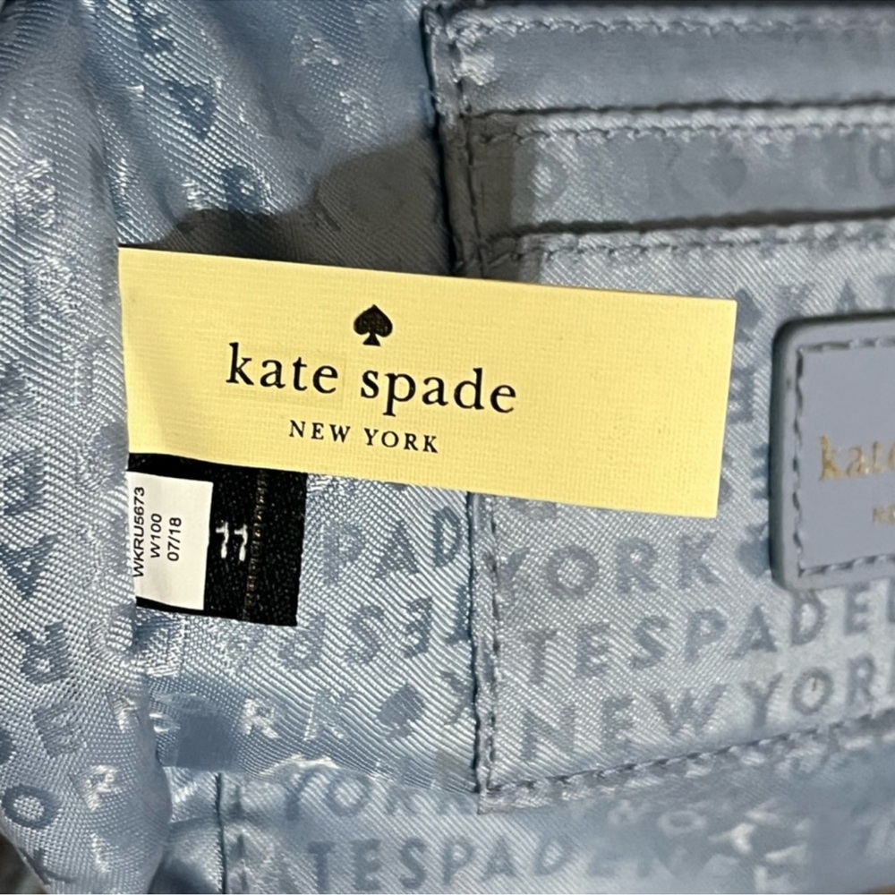 Kate Spade Elegant Pearl-Stud Light Blue Top-Handle Women's Bag EUC - Picture 7 of 15